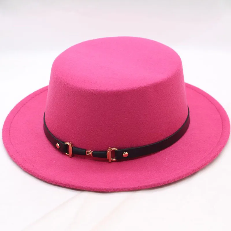 BINGYUANHAOXUAN, Женская шерстяная фетровая шляпа, модные зимние шапки из Трилби, Ретро стиль, однотонная женская шляпа для официальных мероприятий, для вечеринки, плоская шляпа