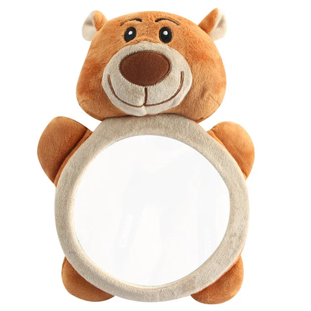 Широкий вид заднего регулируемого безопасного сиденья автомобиля заднего зеркала подголовник крепление для ребенка мягкая, плюшевая зеркальная игрушка для новорожденных - Цвет: bear