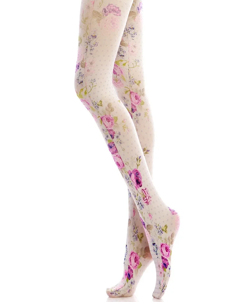 Элегантные розовые носки колготки с цветочным принтом|socks sock|socks printsocks flower |