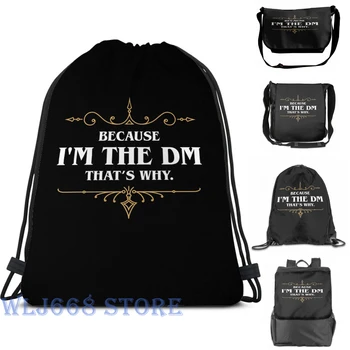

Funny graphic print shoulder Bags women Because I'm the DM Game Master Quotes Tabletop RPG Single shoulder backpack travel men