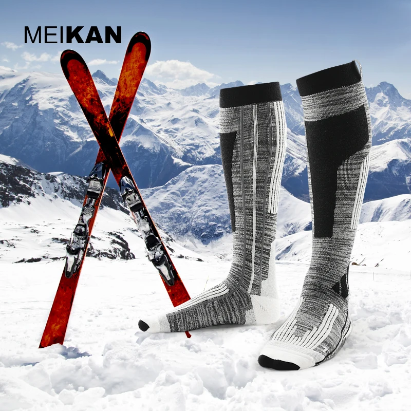 Professional Men/Women Mercerized Merino Wool Ski Socks Outdoor Thicken Terry Warm Knee High Long Socks MKSK001 ski socks