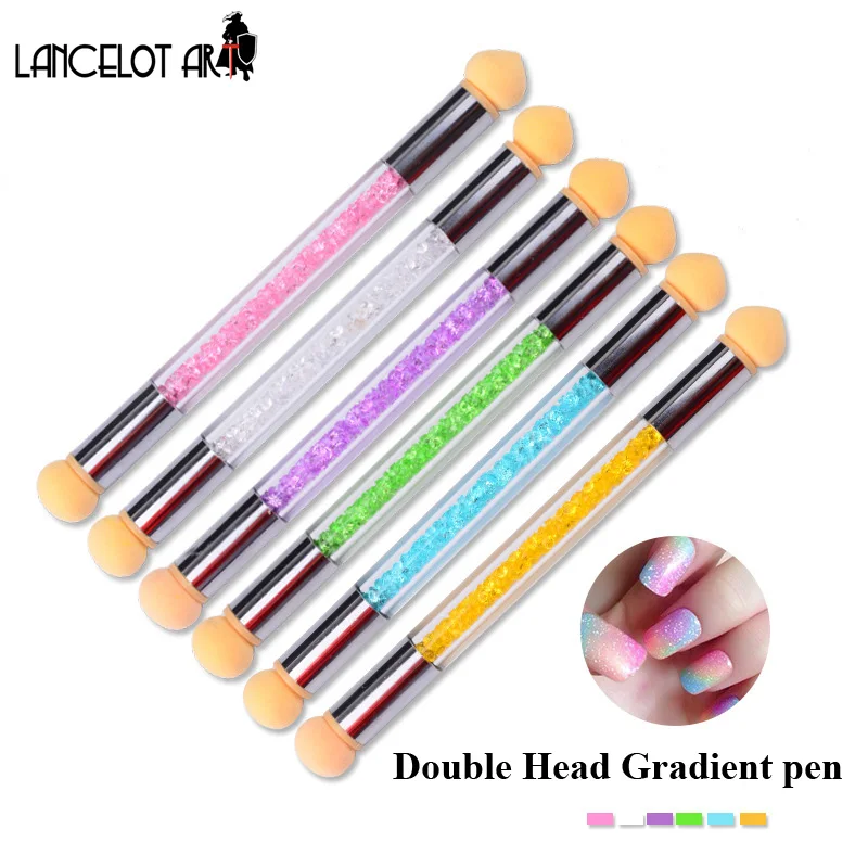 

Lancelot Art 1pcs Nail Art Dotting Gradient Pen Double Heads Sponge Pens Reusable Nail Dotting Tools