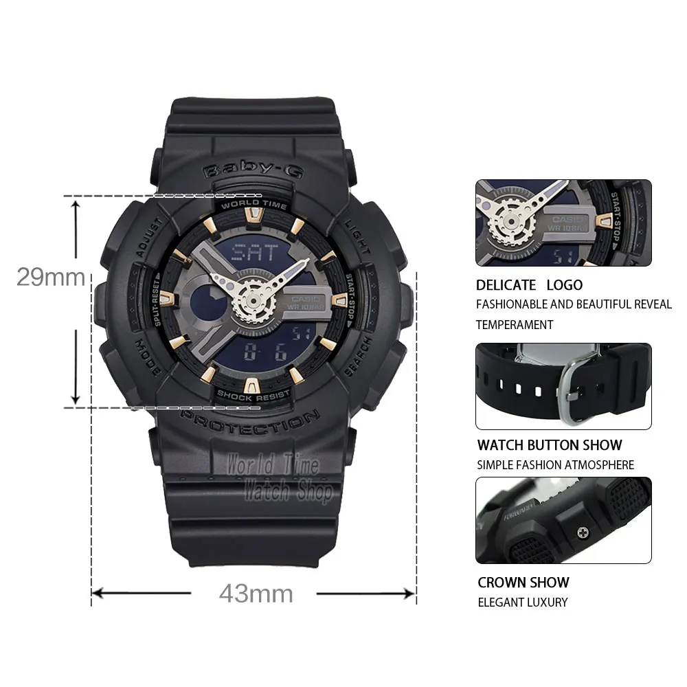 Casio часы женщин лучший бренд класса люкс г шок 100 м Водонепроницаемые спортивные