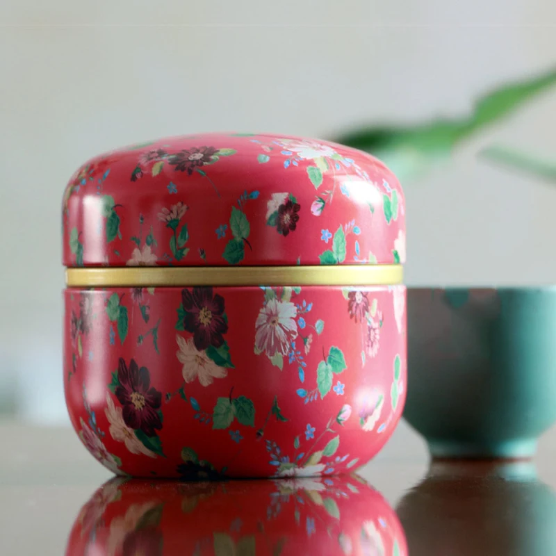 Японский стиль цветок роза чай Подарочная коробка круглая форма жестяная коробка для хранения конфеты печенье контейнер чайная банка банки чехол