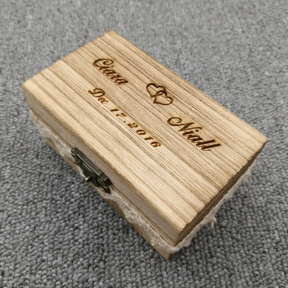 

Valentines Engagement Wooden Ring Bearer Box With LaceRustic Wedding Ring Box Holder ,Custom Ring Box, Personalized Wedding