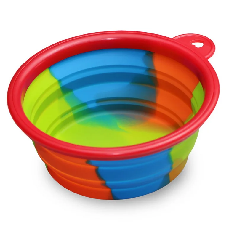 Folding Dog Bowl Outfit Portable Travel Bowl Dog Feeder Water Food Container Silicone Small Mudium Dog Pet Tools - Цвет: A