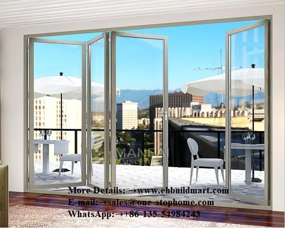  Heat Insulation Waterproof Thermal Break Aluminum Folding DoorAluminium Double Glass Folding Door f
