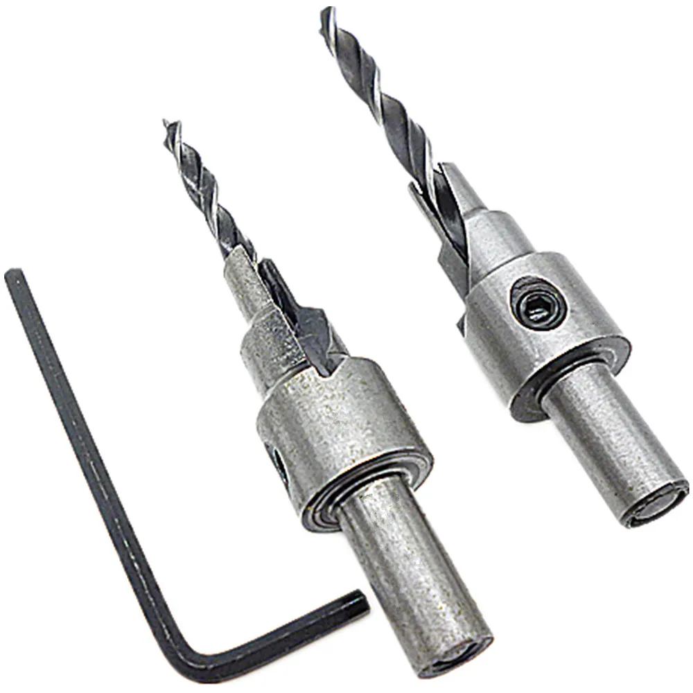 2pc tapered taper countersink drill bit tool set 4mm 6mm 5mm 7mm wood