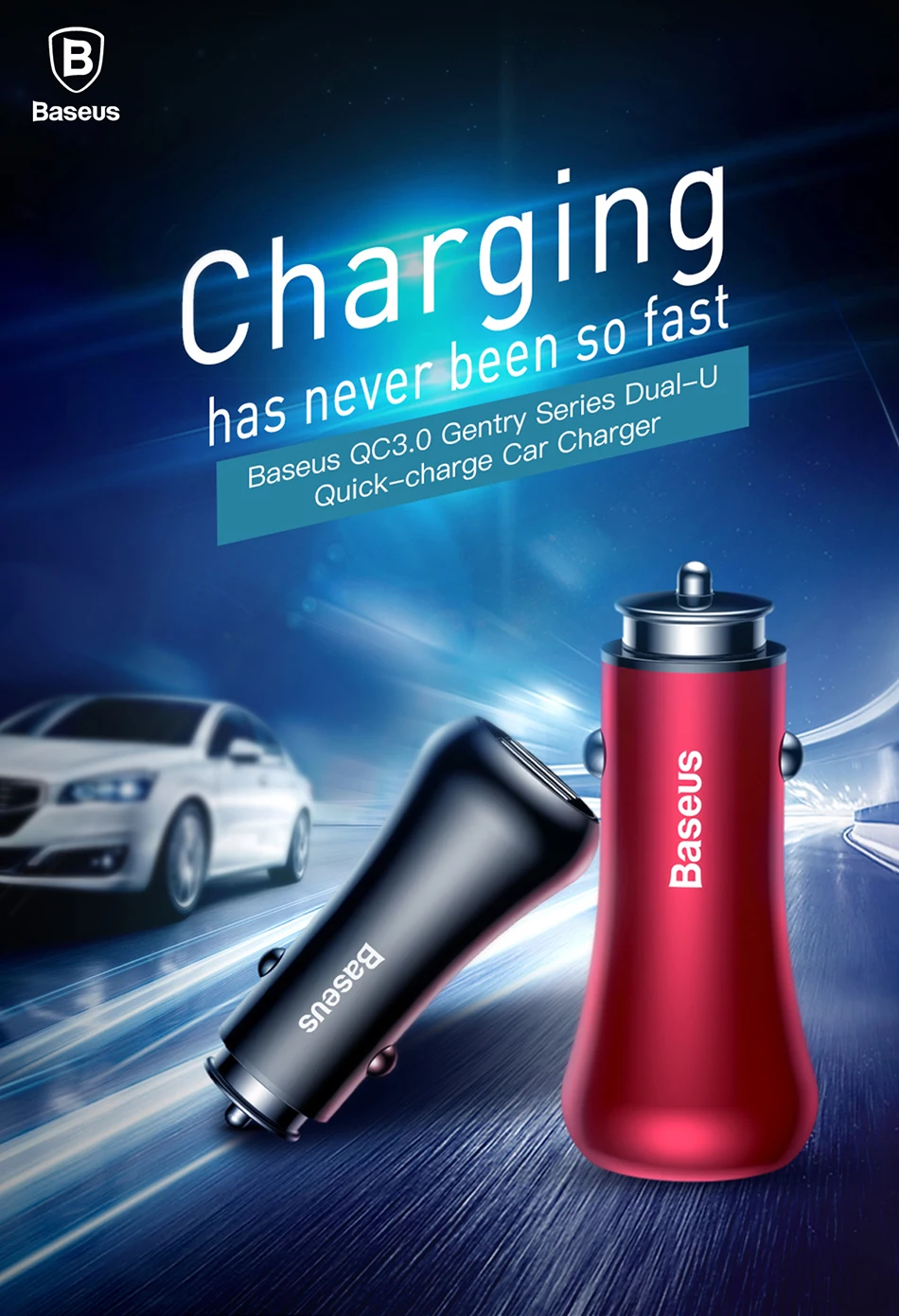 Baseus Quick Charge 3,0 USB Автомобильное зарядное устройство QC QC3.0 Turbo Быстрая зарядка двойное автомобильное USB зарядное устройство для iPhone Xs X Xiaomi Mi мобильного телефона