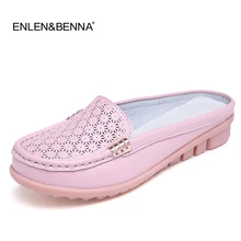 2017 de Las Mujeres sandalias de verano medias zapatillas flip flops sandalias zuecos Zapatos Cómodos Sandalias de Mujer de Cuero Suave Más El Tamaño 35-40