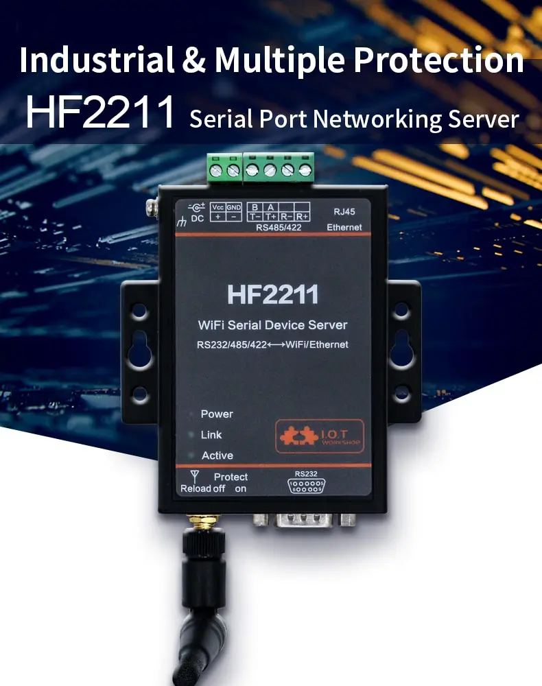 Последовательное устройство сервер RS232/RS485/RS422 к wifi конвертер Модуль беспроводной Ethernet TCP/IP/Telnet/Modbus TCP веб промышленного класса