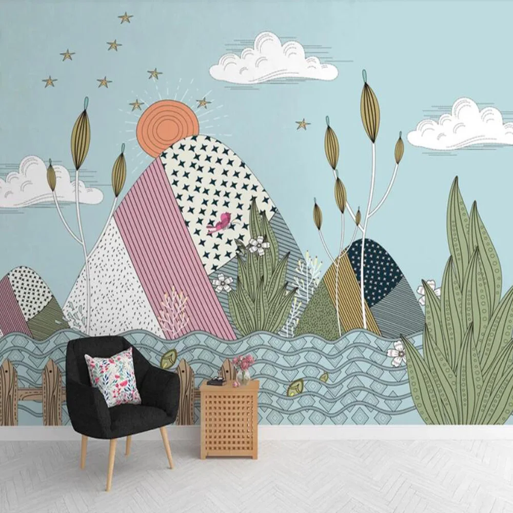 nordic-3d-creative-cactus-mural-kids-bedroom-wallpaper-mural-art-wall