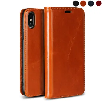 

LUCKBUY Classic Real Full-Grain Leather Case for Apple iPhone X XR XS MAX Ultra thin Flip Case for iPhone 7 8 6 6s iPhone 8 Plus
