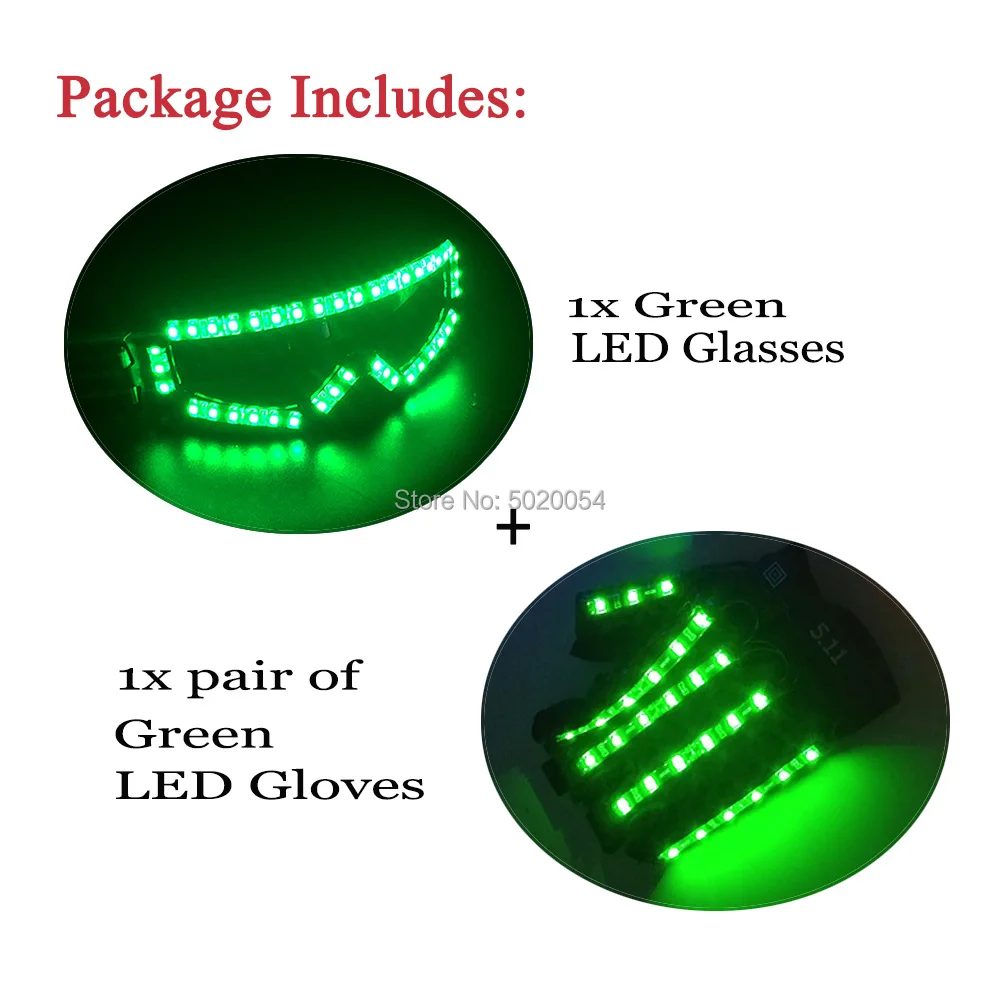 Новинка, светодиодный ночной клубный декор, перчатки со светодиодами, костюм для выступлений, аксессуары, светодиодный Очки, Солнцезащитные очки для Хэллоуина - Цвет: Green