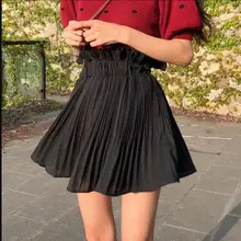 Летняя женская винтажная плиссированная шифоновая юбка с высокой талией