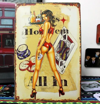 

YBY076 "Dezhou Poker Girl" Tin plate signs movie poster Art Cafe Bar Vintage Metal Painting wall stickers home decor 20X30CM