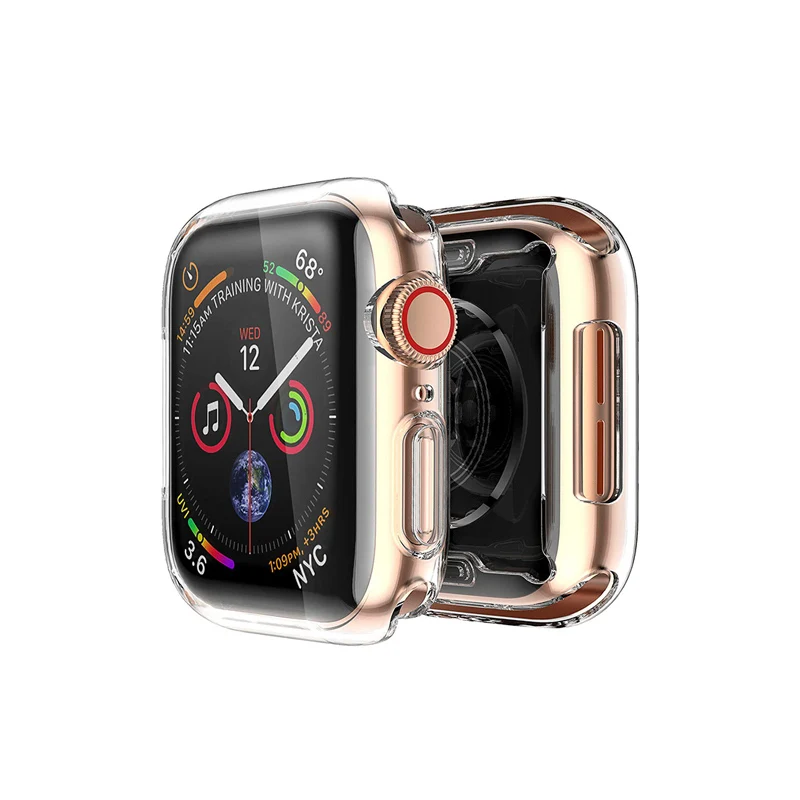 Силиконовый чехол Обложка для Apple Watch, ремешок 42 мм, 38 мм, Версия 44 мм 40 мм мягкий защитный чехол Apple watch чехол Аксессуары для iwatch 4/3/2/1