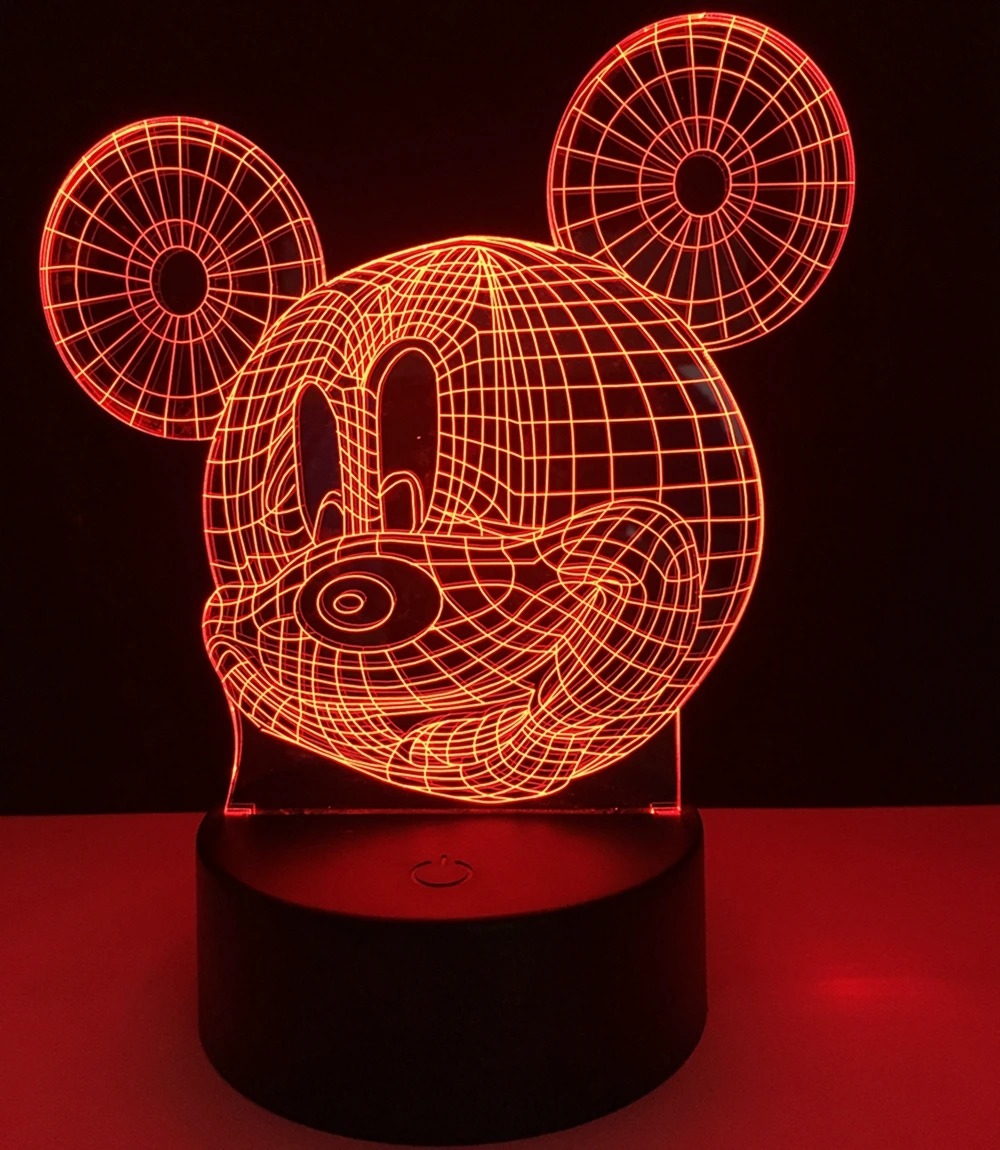 3D Mickey Mouse Table Lamp Kid LED Night Light Colorful Atmosphere