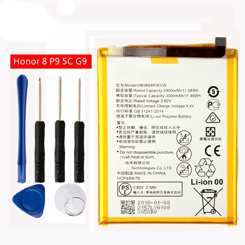 

Original HB366481ECW Li-ion phone battery For Huawei P9 honor 8 EVA-AL10 EVA-AL00 EVA-TL00 EVA-AL00 EVA-L09 honor 8 lite