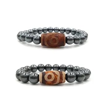

Lii Ji One Eye DZI Beads Agate Hematite Magnetic Therapy Bracelet Health Care For Men Women