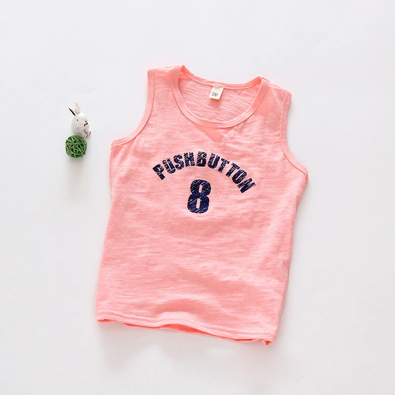 Print Kids Vest O Neck Boys Girls Vests Star Sleeveless Cotton Tank Tops Summer Letter Sports Kids Vests 2017 Children Clothing (11)