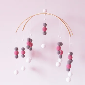

Wool Ball Pendant Decor Photography Props Gifts Wind Chimes Bell Baby Toys for Bed Tent 38*60cm