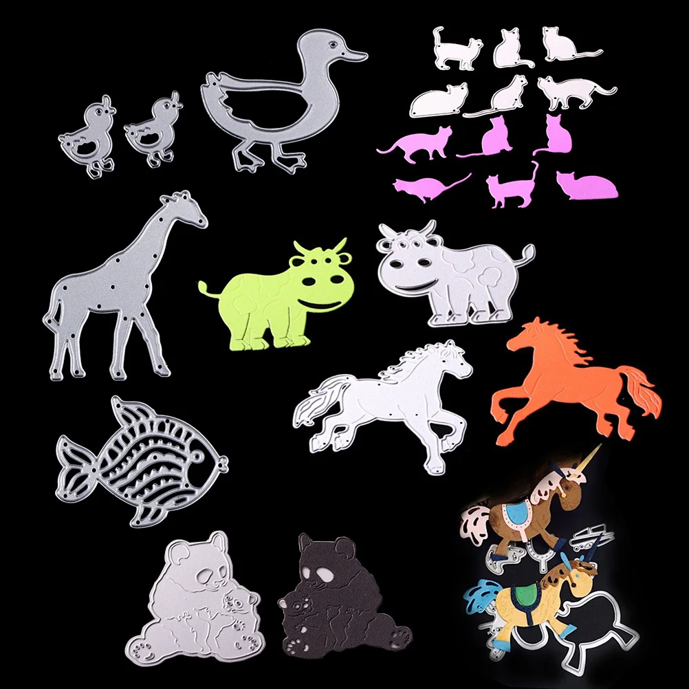 

Metal Cutting Dies Fish Cat Panada Cow Duck Giraffe for Scrapbooking Stencils DIY Album Cards Embossing Folder Die Cuts Template