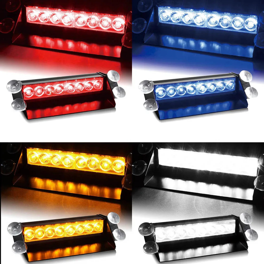 car vechicle led emergency strobe flash warning light 12v red and white emergency lights