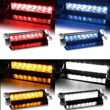 castaleca Car Led Emergency Strobe Flash Warning Light 12V 8 Led Flashing Lights Red Blue White Green Police lights Car styling