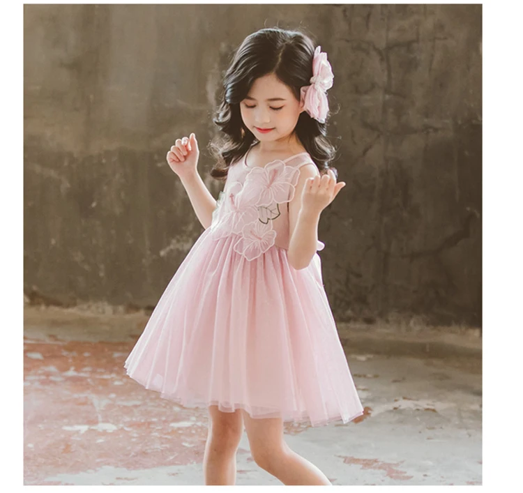 Белое платье феи с объемным цветком кружевное фатиновое винтажное платье без рукавов для маленьких девочек 3-12 лет летние платья для маленьких девочек