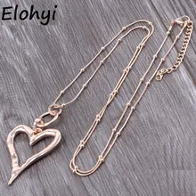 ELOYHI, Boho, простое сердце, длинная цепочка, подвески, цепочка для свитера, высокое качество, для женщин, Трендовое ожерелье и подвески, подарок