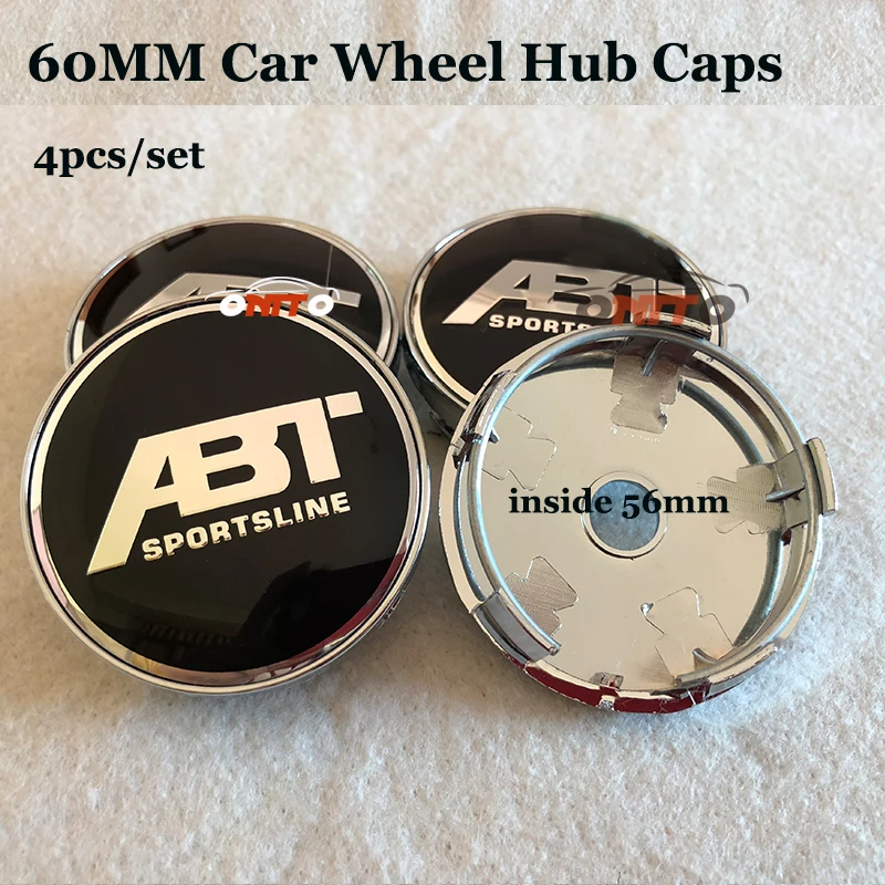 4pcs set ABT Logo emblem badge 60mm PVC Car Wheel hub center caps for vw Passat