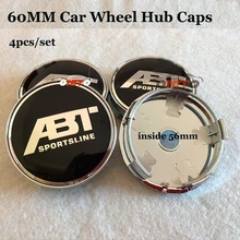 4pcs set ABT Logo emblem badge 60mm PVC Car Wheel hub center caps for vw Passat