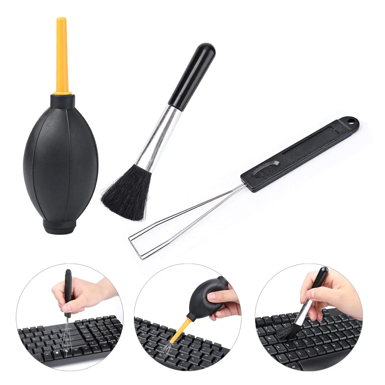 

Cleaning Tools Accessories Dust Blower Ball Rubber, Brush, Keycap Remover Cleaning Tools for Lens Filter Digital Camera Keyboard