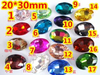 

50pcs 20*30mm Oval Fancy Stone Pointed Back Glass Crystals MORE COLORS For Choice,DIY Wedding Dress/Jewelry making