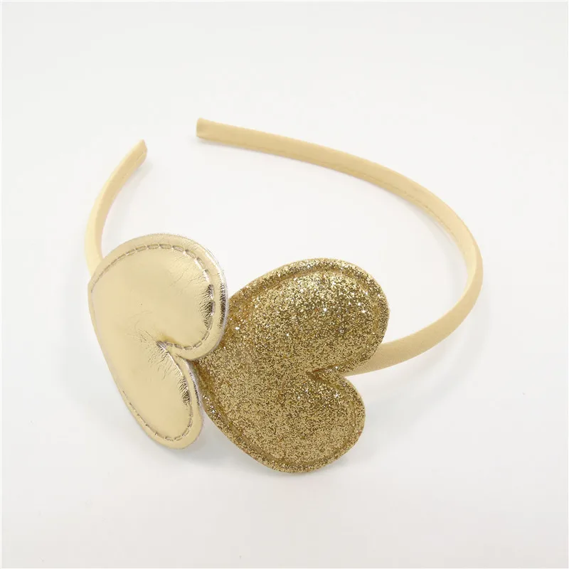 20pcs/lot Metallic Gold Heart Shape Hairbands Chic Girls Sweet Heart