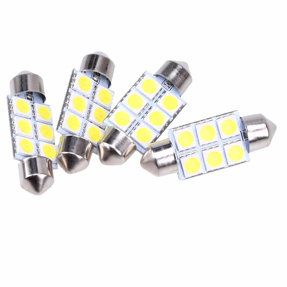 10 шт. автомобильный фестонный 31/36/39/41 мм 5050 6 SMD белый теплый кристалл Синий Красный