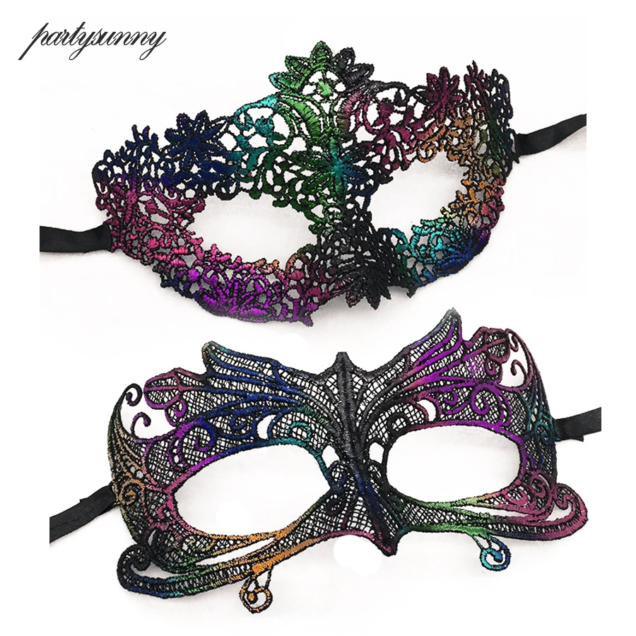 Masquerade Gold Purple Blue Lace Mask Halloween Cutout Prom Party Mask Accessories Sexy Eye Face Mask Venetian Masks Party Favor