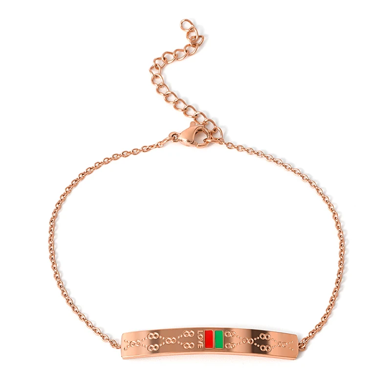 rose gold color Очаровательные браслеты-цепочки, браслеты для женщин и мужчин, нержавеющая сталь, позолота 24 K, модные свадебные украшения, подарок - Окраска металла: rose gold color