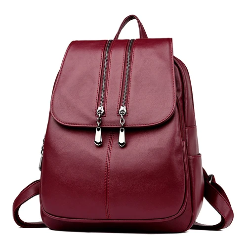 Высококачественный кожаный рюкзак для девочек-подростков, женские сумки через плечо, Модный женский рюкзак, школьная сумка, Mochila Feminina 1102 - Цвет: Burgundy backpacks