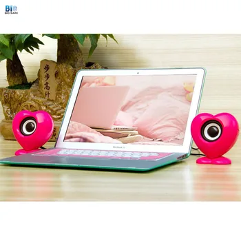 

Bio Wired Computer Speaker Heart Design Valentine's Day Birthday Gift Bass Stereo 3.5mm Audio Phone Laptop Mini Speakers
