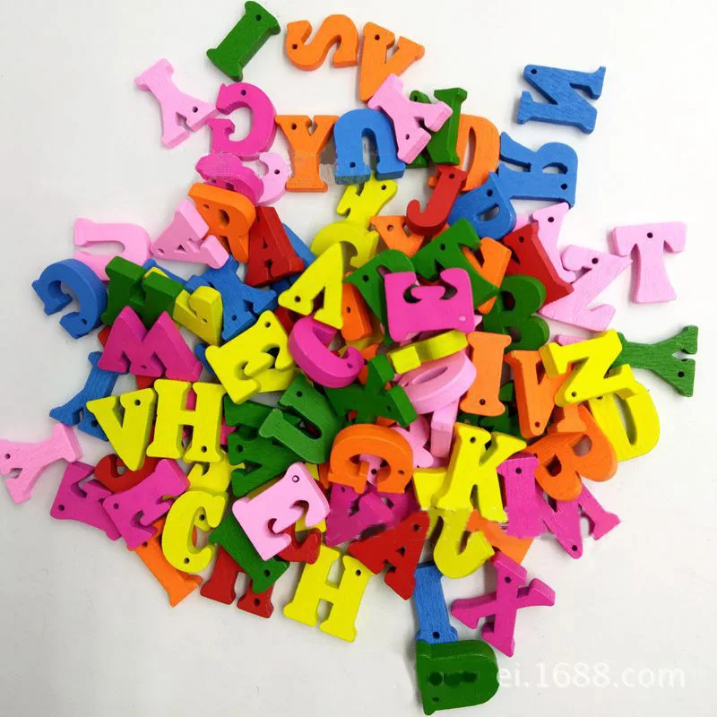 100 шт./лот, Детские Поделки, деревянные алфавитные поделки, Обучающие буквы эрудит, красочные крафтовые пазлы, игрушки для детей