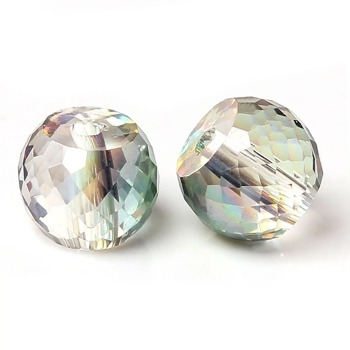

DoreenBeads Glass Loose Beads Round Multicolor AB Color Faceted About 10mm( 3/8") Dia,Hole: Approx 1.5mm,20 PCs 2016 new