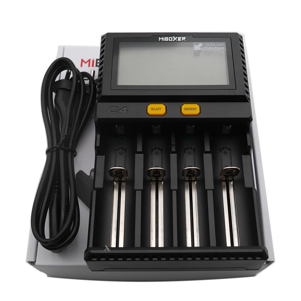 Зарядное устройство Miboxer C4 для Li Ion IMR ICR LiFePO4 18650 14500 26650 21700 AAA батареи 100 800 мАч 1.5A