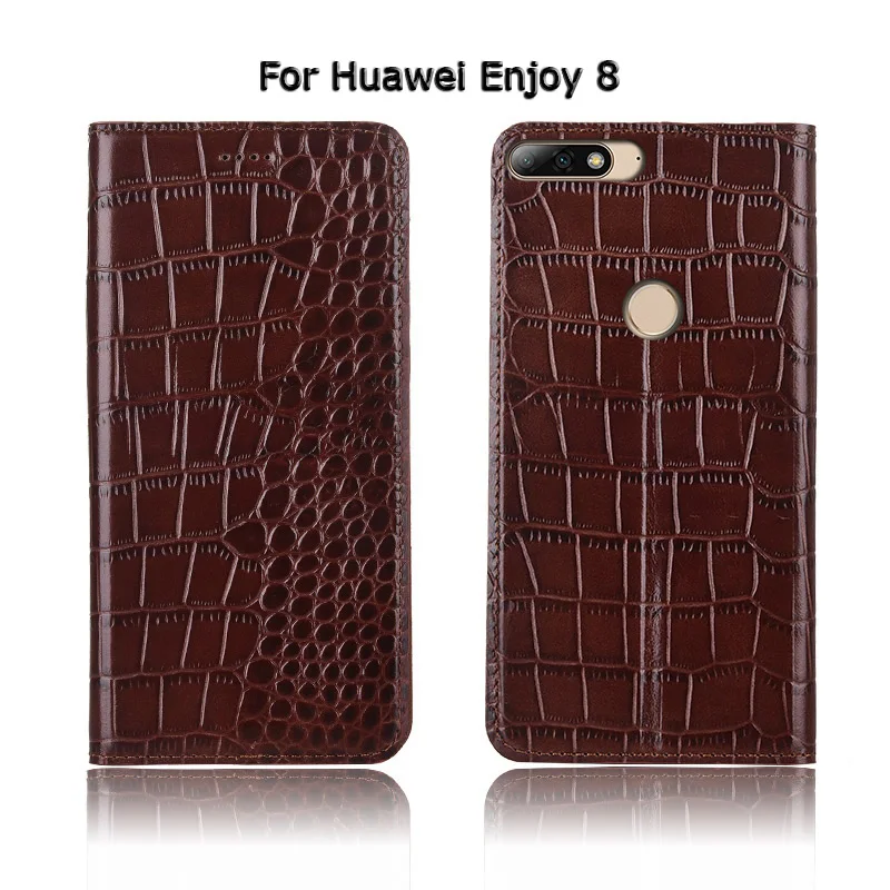 Чехол для телефона с текстурой крокодила, чехол для huawei Enjoy 8 8e 9 Plus Max из натуральной воловьей кожи с откидной подставкой, чехол для телефона, сумка