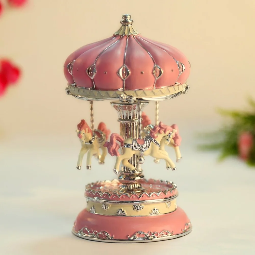 Классические Лошади Карусель Вращающийся Craft Music Box украшения замок в небе Melody Детский праздник подарок на день рождения