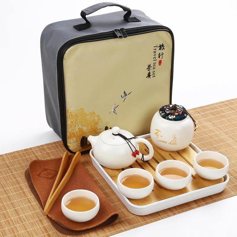 Chinese Travel Kung Fu Tea Set Ceramic Portable Teapot Porcelain Teaset