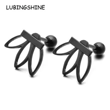 

LUBINGSHINE Gold Color Stainless Steel Leaf Stud Earring for Women Men Lover Punk Ear Piercing Body Tragus Fashion Jewelry Gift