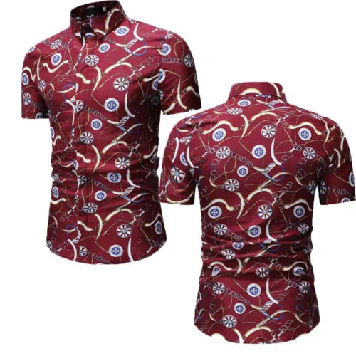 

Men's Short Sleeve Button Down Casual Printed Tropical Hawaiian Shirt Flower Print Casual Button Down Standard Fit Beach Shirts
