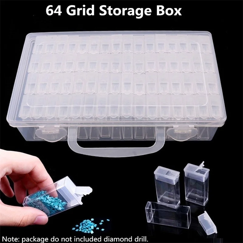 

64 Slots Diamond Painting Tool Embroidery Case 64 Grid Jewelry Drill Storage box